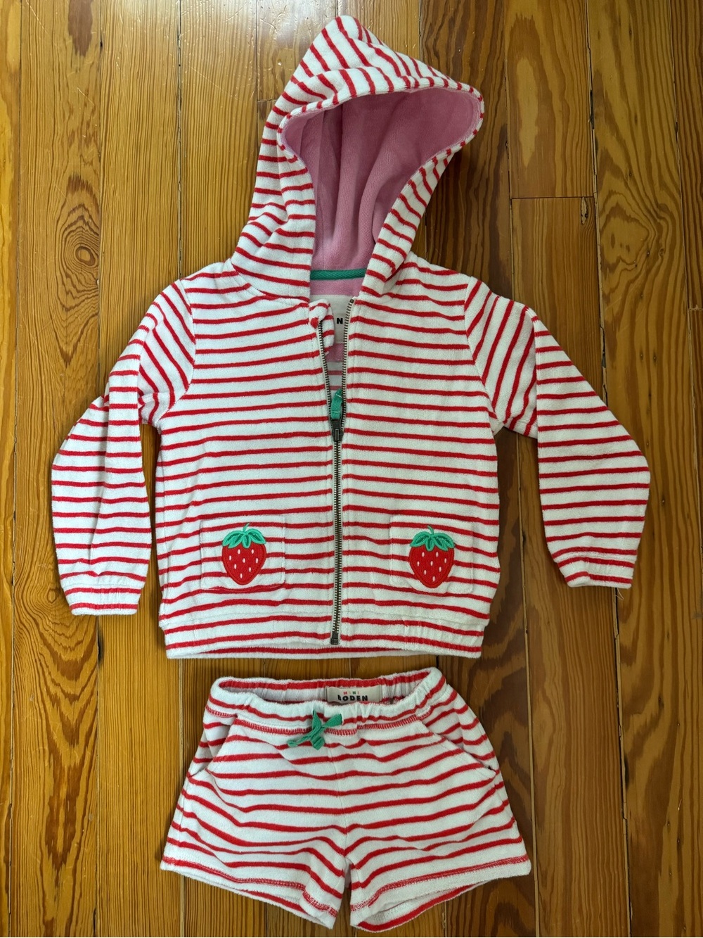Mini Boden Strawberry Terrycloth Outfit